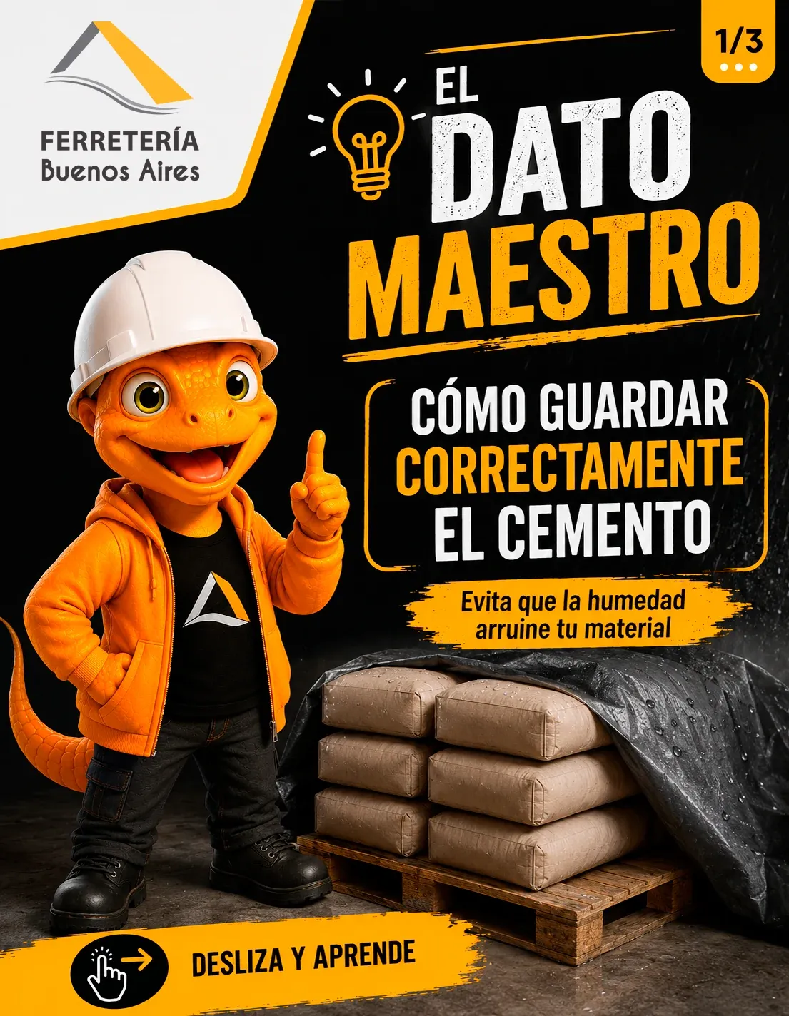 Lámina 1: El Dato Maestro, cómo guardar correctamente el cemento para evitar que la humedad arruine tu material