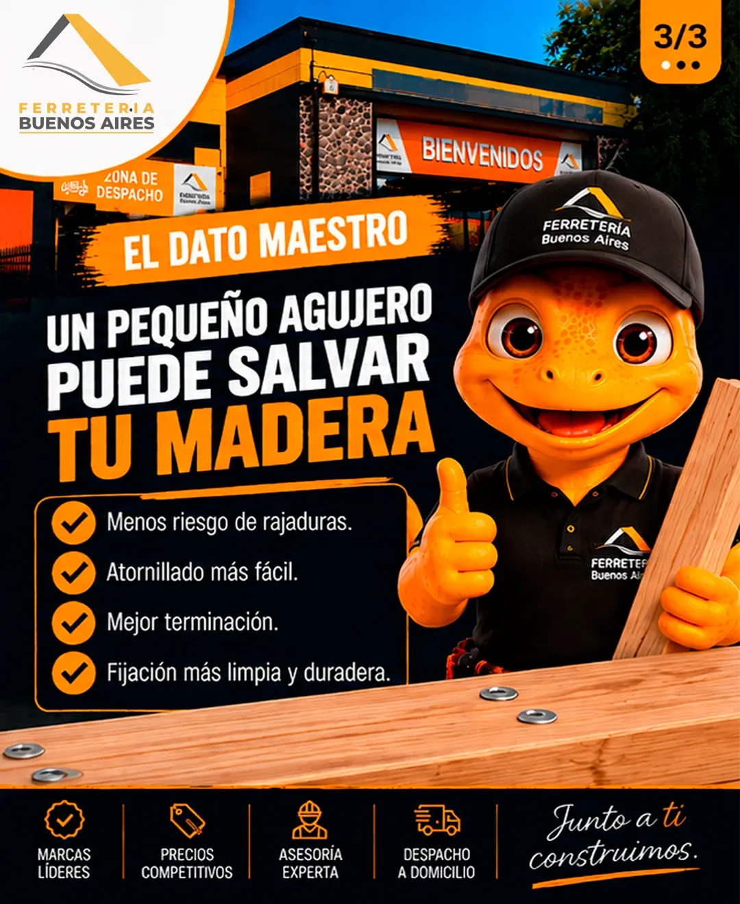 Lámina 3: un pequeño agujero puede salvar tu madera: menos rajaduras, atornillado más fácil, mejor terminación y fijación más limpia